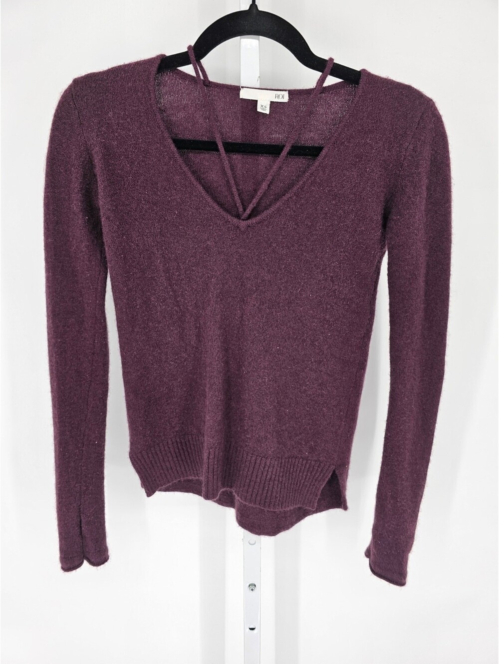 ROI Womens Sz XS 100% Cashmere Sweater Dark Purple